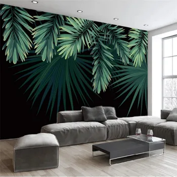 Скандинавский минимализм, Ручная Роспись Тропических растений, Зеленые листья, Настенные обои для гостиной, спальни, 3D Обои для домашнего декора
