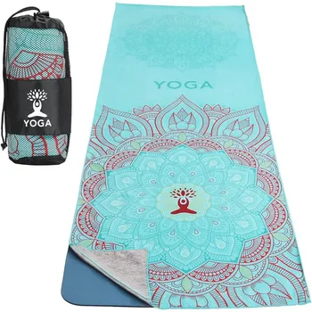 Складной нескользящий коврик для йоги, полотенца для йоги для всех занятий йогой, сверхпоглощающая микрофибра, противоскользящее снаряжение для пилатеса и йоги
