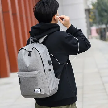 Сумка через плечо, школьная сумка для студентов, большой емкости, унисекс, корейский дорожный рюкзак, USB-интерфейс, компьютерная сумка, сумка для отдыха из ткани Оксфорд