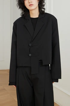Темная серия 2023, новый короткий пиджак с асимметричной дисковой пряжкой в китайском стиле, мужской топ нестандартного размера