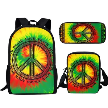 Трендовый галстук-краситель с рисунком Peace, модная школьная сумка, 3 шт./компл., рюкзак для подростков, Студенческая сумка для ноутбука, повседневная дорожная сумка