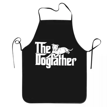 Унисекс Фартук с нагрудником The Dogfather Pitbull Для взрослых Женщин и мужчин, Столовое оборудование шеф-повара для приготовления пищи, Забавная картина для любителей собак