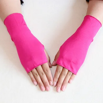 Хлопчатобумажные перчатки ярких цветов без пальцев Женские Летние Солнцезащитные Анти-Уф Тонкие Дышащие Варежки Женские Перчатки для вождения на открытом воздухе