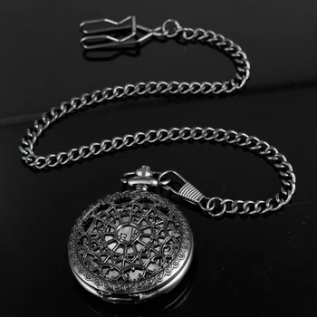 Черное изысканное сетчатое мужское ожерелье с полым сердцем, кварцевые карманные часы, женские ювелирные аксессуары, часы, лучший подарок